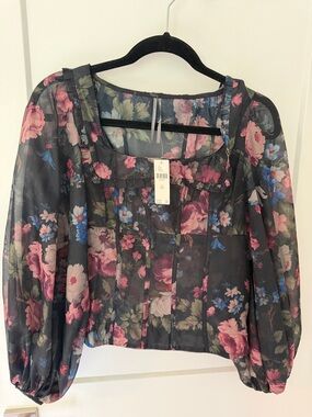 Anthropologie Sheer Balloon-Sleeve Blouse
